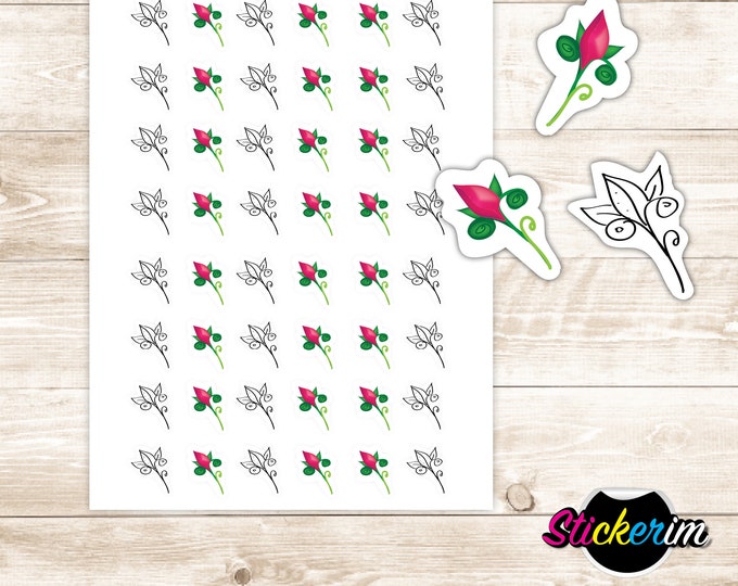 Featured listing image: PRINTABLE- Floral Stickers, Planner Stickers, Bullet Journal Stickers, Scrapbook Sticker, Flowers Sticker, Cute Stickers, BUJO, Rose Sticker