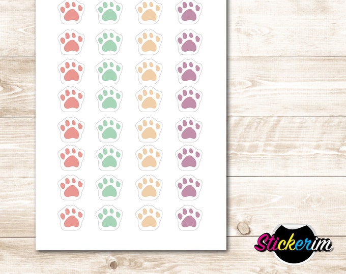 Pastel Paw Print Stickers: Cat & Dog Planner Stickers (PDF)