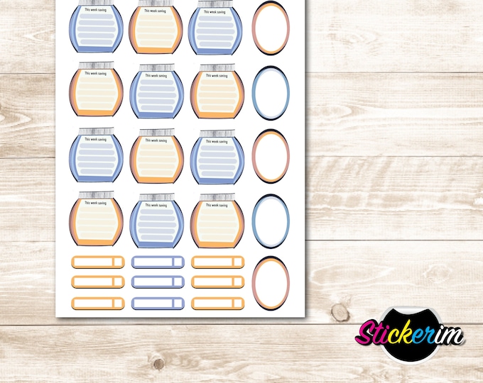 Weekly Saving Budget Stickers: Printable Planner Stickers (PDF)