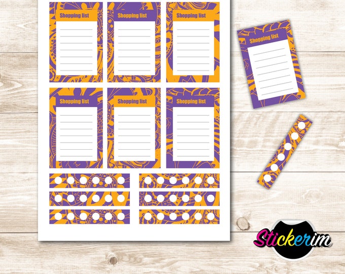 PRINTABLE- Shopping List, Life Tracker Stickers, Planner Stickers, Stickers, Tracker Stickers, Horizontal Stickers, Bullet Journal, BUJO