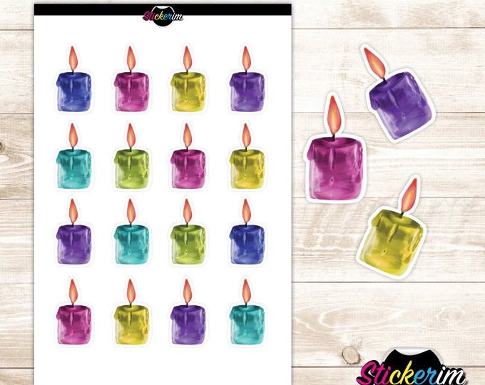 Candle Stickers: Colorful Winter Planner Stickers (PDF)