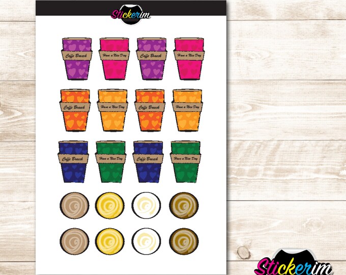 Coffee Break Stickers: Colorful Planner Stickers (PDF)