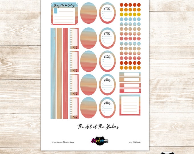 Watercolour Tasks Stickers, Planner Stickers, Bullet Journal Stickers, Task Sticker, Cute Stickers, Kawaii Stickers