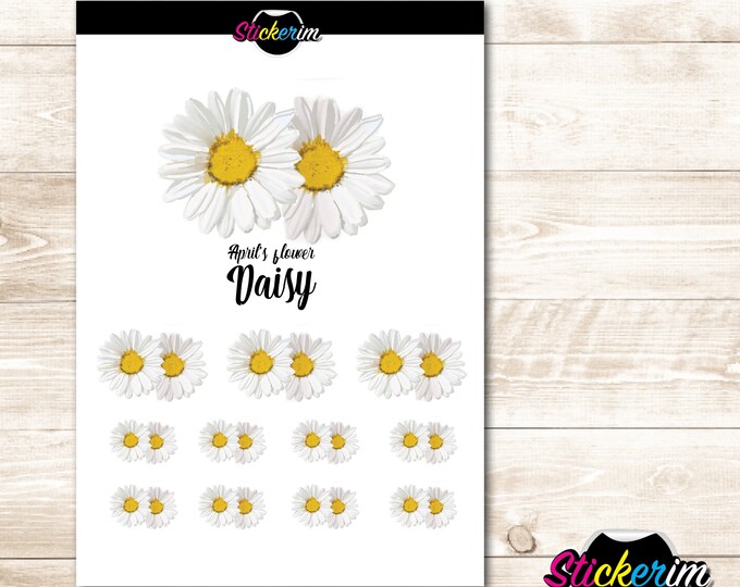 April Daisy Stickers: Floral Planner Stickers (Printable PDF)