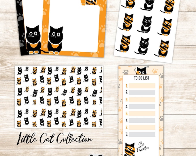 Cat Stationery Bundle: Task Stickers, Notepad, A4 Paper