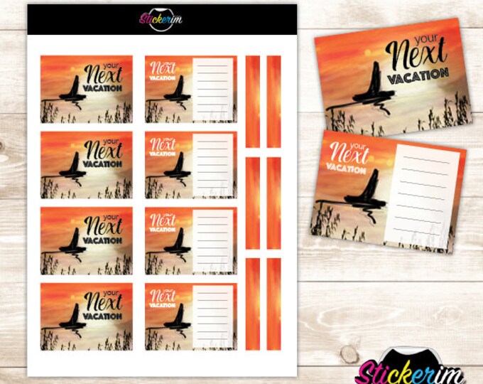 Summer Vacation Stickers: Planner, Journal, Scrapbook (PDF)