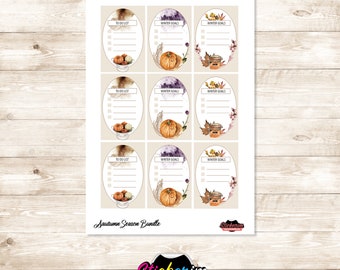 Autumn Festival Watercolor Sticker Bundle: Planner Stickers (Printable PNG)