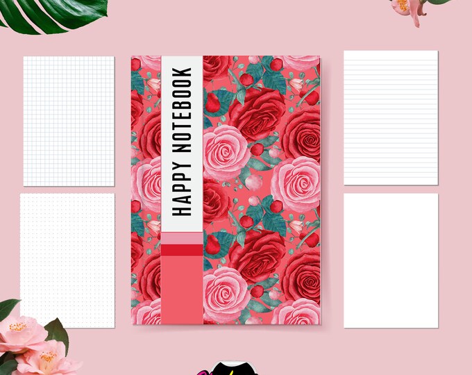 Floral Watercolor A5 Notebook: Handmade Spring Journal