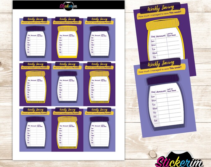 PRINTABLE- saving Tracker Stickers, Planner Stickers, Bullet Journal Stickers, Habit Tracker, Stickers, Cute Stickers, Weekly Stickers