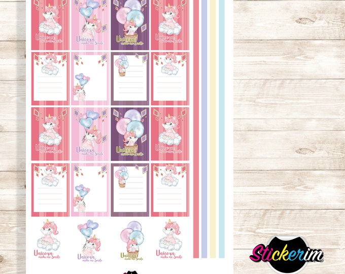 PRINTABLE-  Unicorns Task Stickers, Planner Stickers, Bullet Journal Stickers, Task Sticker, Cute Stickers, Kawaii Stickers