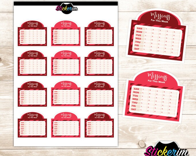 Weekly Habit Tracker Stickers: Printable Planner Stickers (PDF/PNG)