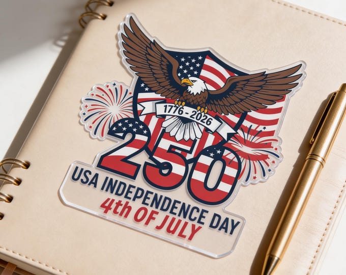 250 USA Independence Day Sticker PNG, Patriotic Eagle Decal Printable, 4th Of July Transparent Sticker, American Flag Digital Download