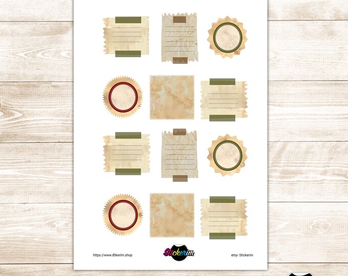 PRINTABLE- Vintage Papre Frame Stickers for Planner, Bullet Journal, Art Journal