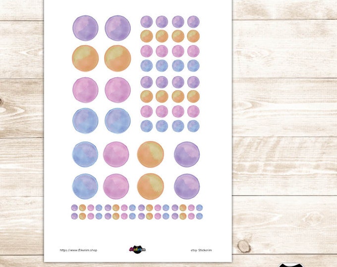 Watercolor circle Sticker , Bullet Journal Stickers, Planner Stickers