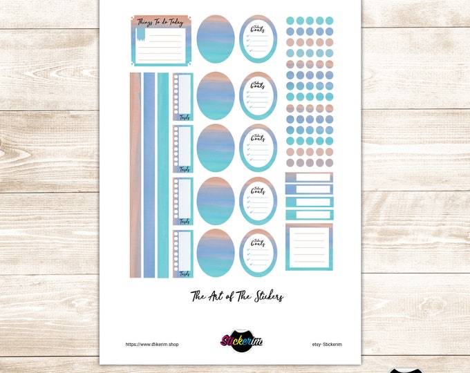 Watercolour Tasks Stickers, Planner Stickers, Bullet Journal Stickers, Task Sticker, Cute Stickers, Kawaii Stickers