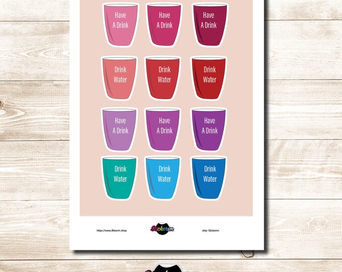 Colors drinking cups  Stickers Sheets