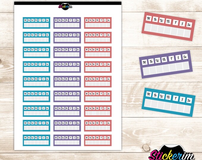 PRINTABLE- Weekly Habit Tracker Stickers, Planner Stickers, Bullet Journal Stickers, Habit Tracker, Stickers, Cute Stickers, Weekly Stickers