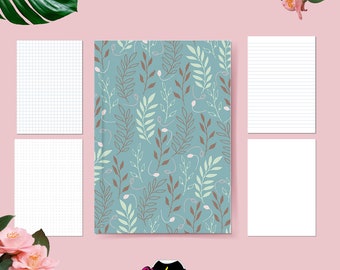 Turquoise Leaf Pattern Notebook: A5 Handmade Journal