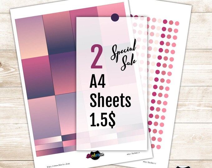 PRINTABLE-gradient background Tasks stickers set ,Planner Stickers,  Bullet Journal Stickers