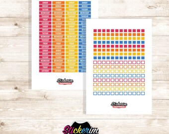 Weekly Planner Stickers Bundle: Habit Tracker, Tasks (Printable PDF/PNG)