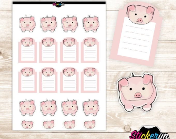 PRINTABLE-  Little Piggy Stickers, Planner Stickers, Bullet Journal Stickers, Task Sticker, Cat Stickers, Cute Stickers, Kawaii Stickers