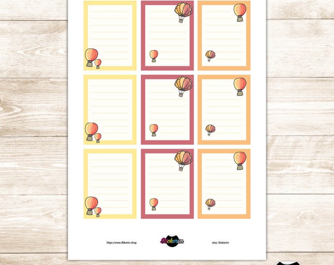 PRINTABLE-  Hot Air Balloons Task Stickers, Planner Stickers, Bullet Journal Stickers, Task Sticker, Cute Stickers, NotePad
