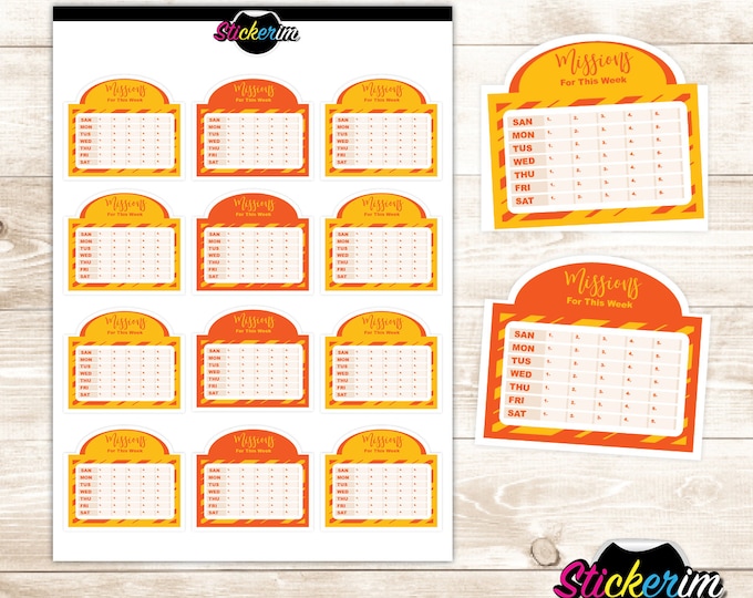 PRINTABLE- Weekly Habit Tracker Stickers, Planner Stickers, Bullet Journal Stickers, Habit Tracker, Stickers, Cute Stickers, Weekly Stickers