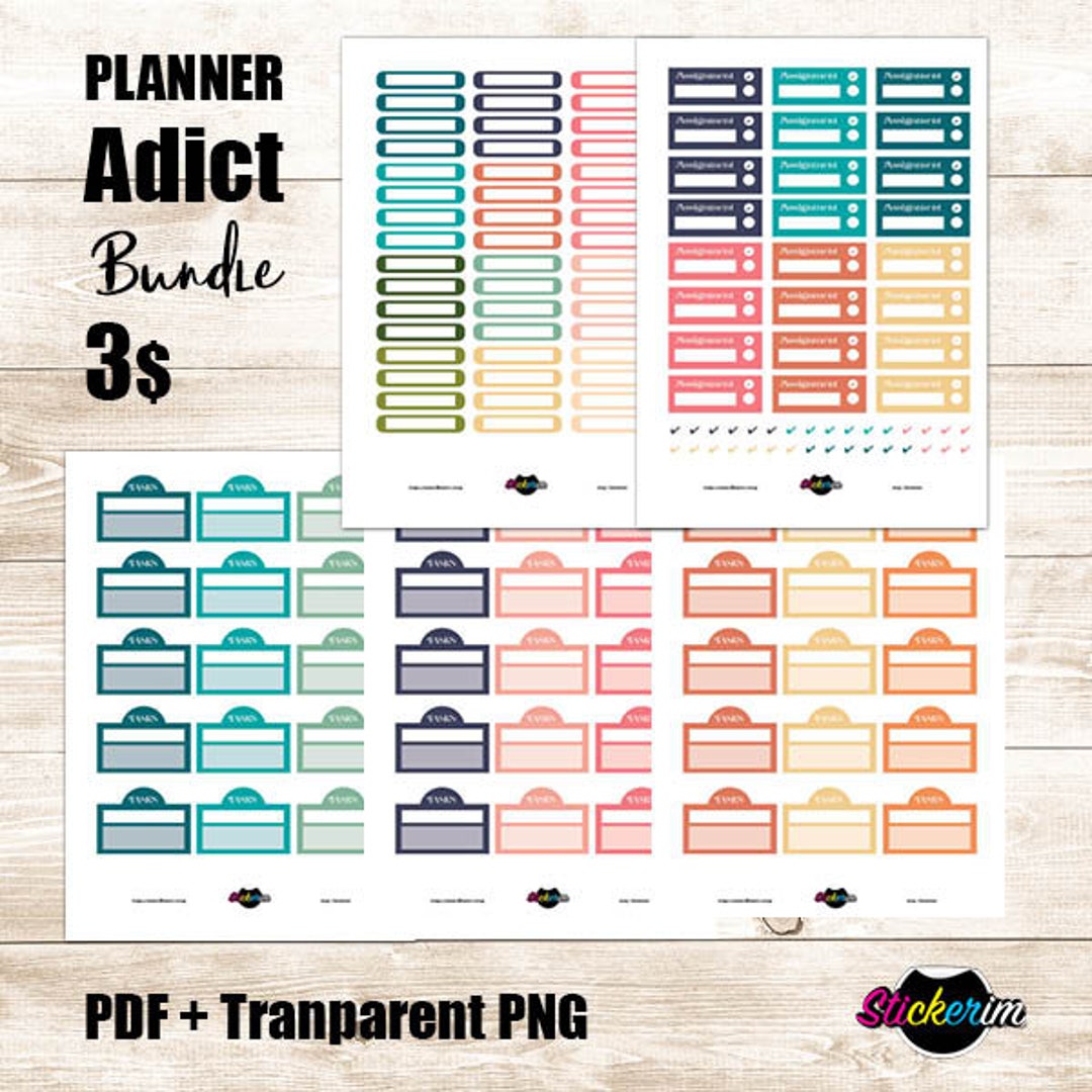 Multicolor Assignment Label Bundle Planner Stickers Habit - Etsy