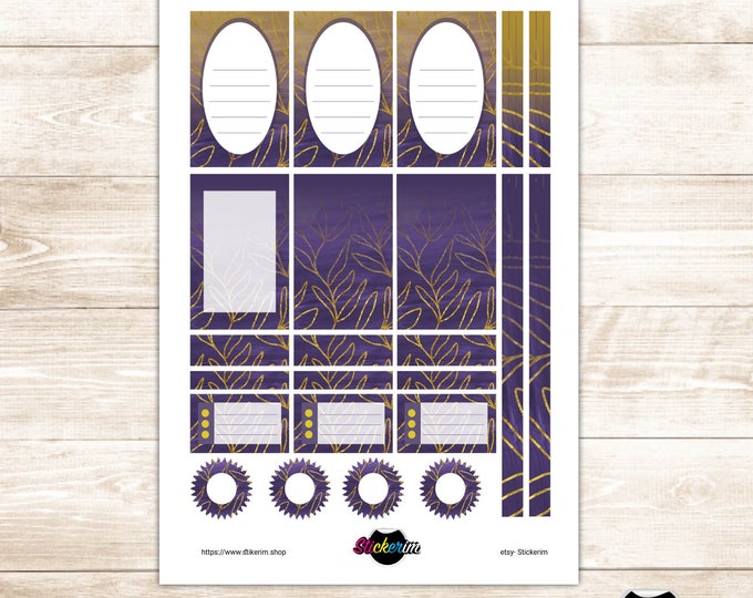 PRINTABLE- Golden Floral Task Stickers, Planner Stickers, Bullet Journal Stickers, Task Sticker, Flower Stickers, Cute Stickers