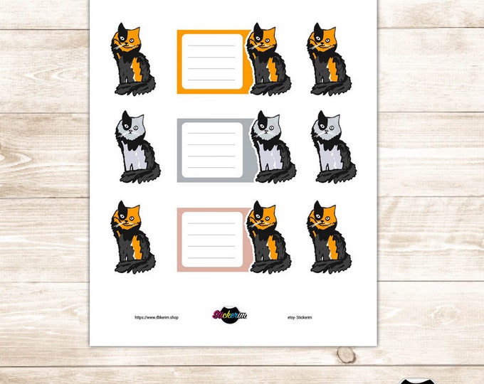 PRINTABLE-  Cat Task Stickers, Planner Stickers, Bullet Journal Stickers, Task Sticker, Cat Stickers, Cute Stickers, Kawaii Stickers