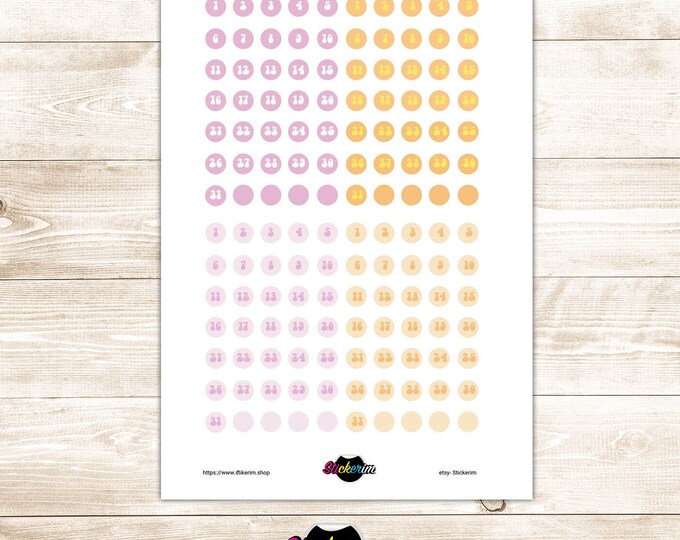 Round Planner  Dates Boxes  Sticker Sheet