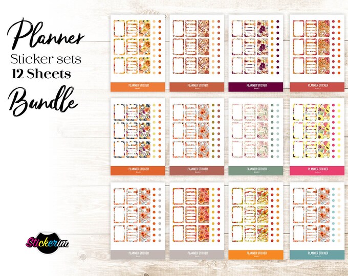 Bullet Journal multicolour Floral Assignment Label Bundle
