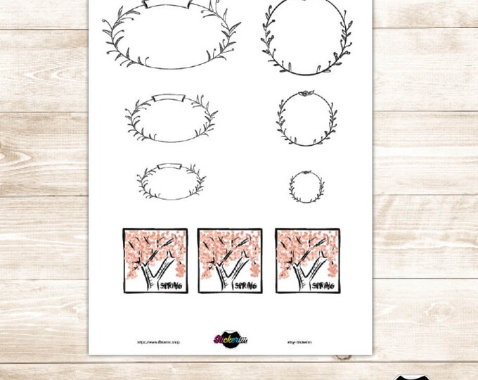 Doodle Spring Floral Stickers: Planner, Journal (PDF, PNG)