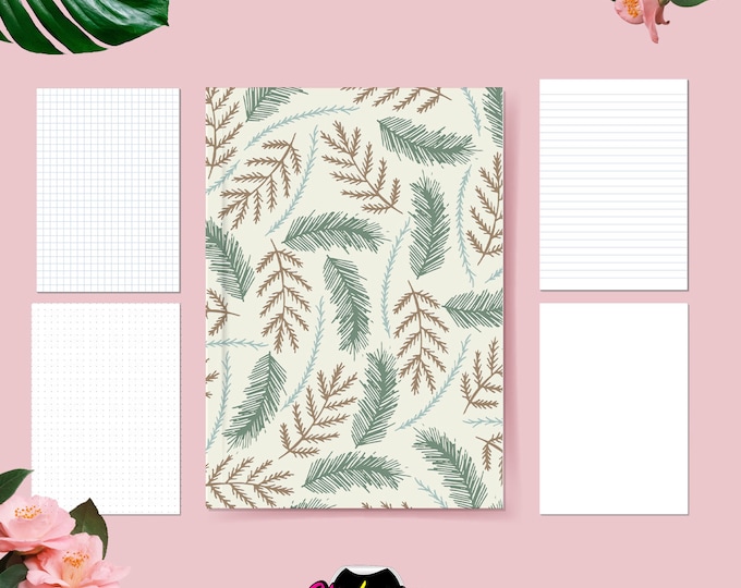 Winter Leaves Pattern A5 Notebook: Handmade Journal