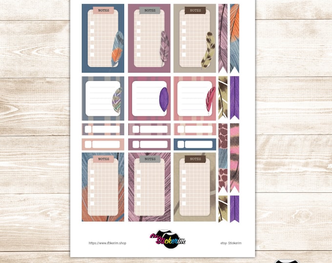 PRINTABLE- doodle feather Notes Stickers for Planner, Bullet Journal Stickers