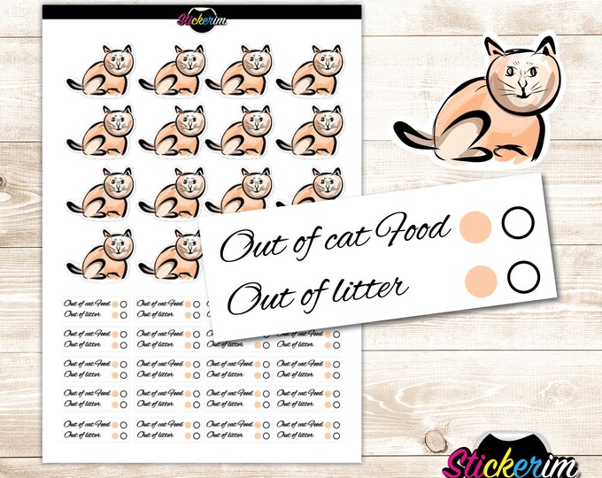 PRINTABLE-  Cat Stickers, Planner Stickers, Bullet Journal Stickers, Task Sticker, Cat Stickers, Cute Stickers, Kawaii Stickers