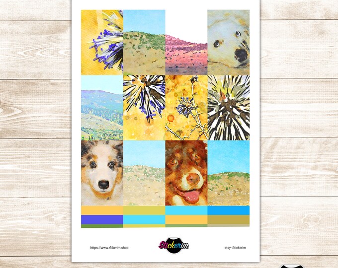 PRINTABLE- Water color Nature Loves dog  Stickers - for all dogs and Nature Lovers...