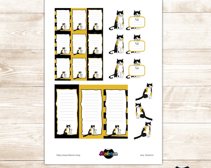 Cat Task Stickers, Planner Stickers, Bullet Journal Stickers, Task Sticker, Cat Stickers, Cute Stickers, Kawaii Stickers