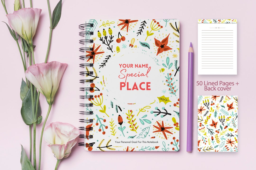 Digital Editable Fall Floral Notebook - Etsy