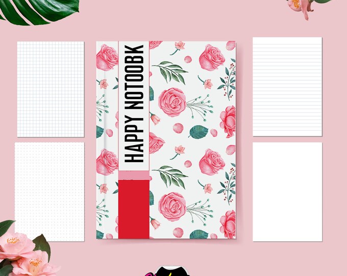 Floral Watercolor A5 Notebook: Handmade Spring Journal