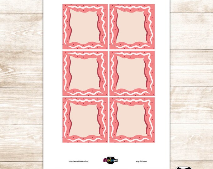 Pink Doodle Border Notepad & Planner Stickers (Printable)
