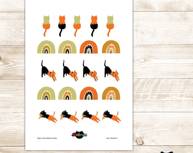 PRINTABLE-  Cat  & Rainbow Stickers