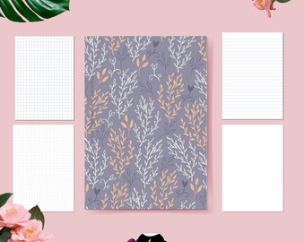 Purple Leaves Pattern Notebook: A5 Handmade Journal