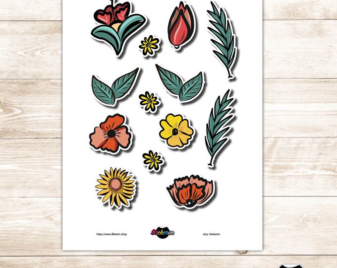 Spring Floral Stickers: Planner, Journal, Art (PDF & PNG)