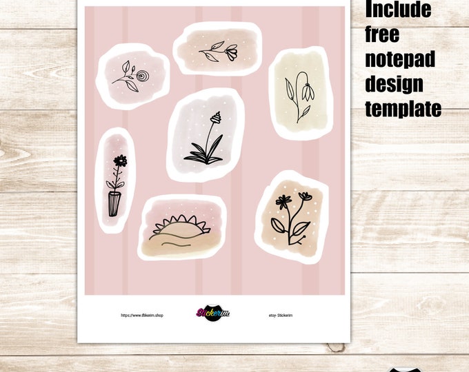Watercolor Spring Floral Stickers: Planner, Journal (Printable PDF)