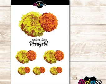 October Marigold Stickers: Floral Planner Stickers (PDF Pattern)