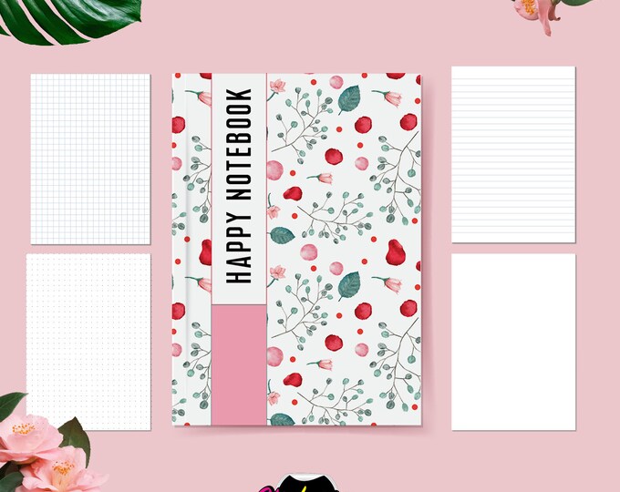 Floral Watercolor A5 Notebook: Handmade Stapled Journal