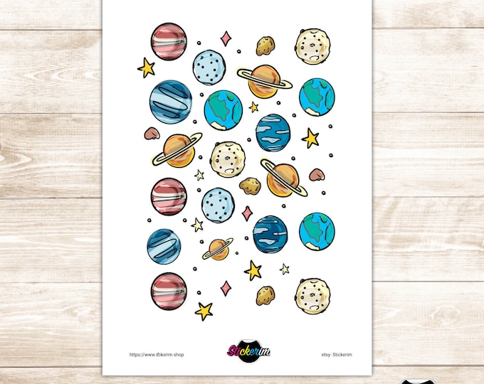 Space Galaxy Planner Stickers: Original Doodle Art