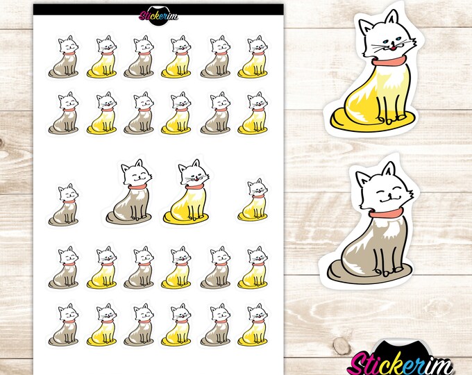 PRINTABLE-  Cat Stickers, Planner Stickers, Bullet Journal Stickers, Task Sticker, Cat Stickers, Cute Stickers, Kawaii Stickers