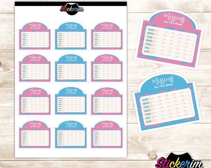 PRINTABLE- Weekly Habit Tracker Stickers, Planner Stickers, Bullet Journal Stickers, Habit Tracker, Stickers, Cute Stickers, Weekly Stickers